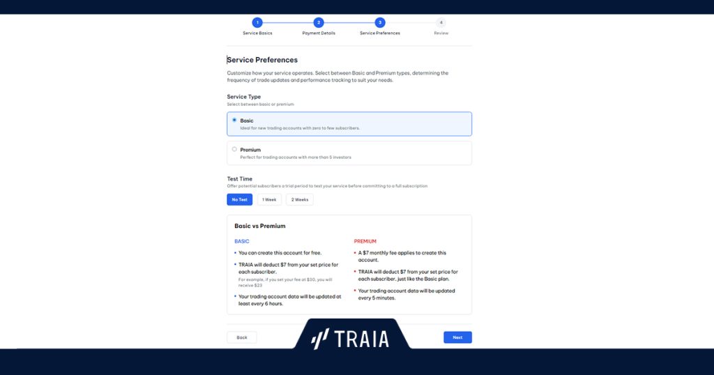 مراحل ساخت حساب Copy Trade Provider در پلتفرم Traia
