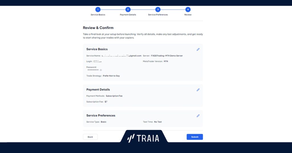 مراحل ساخت حساب Copy Trade Provider در پلتفرم Traia
